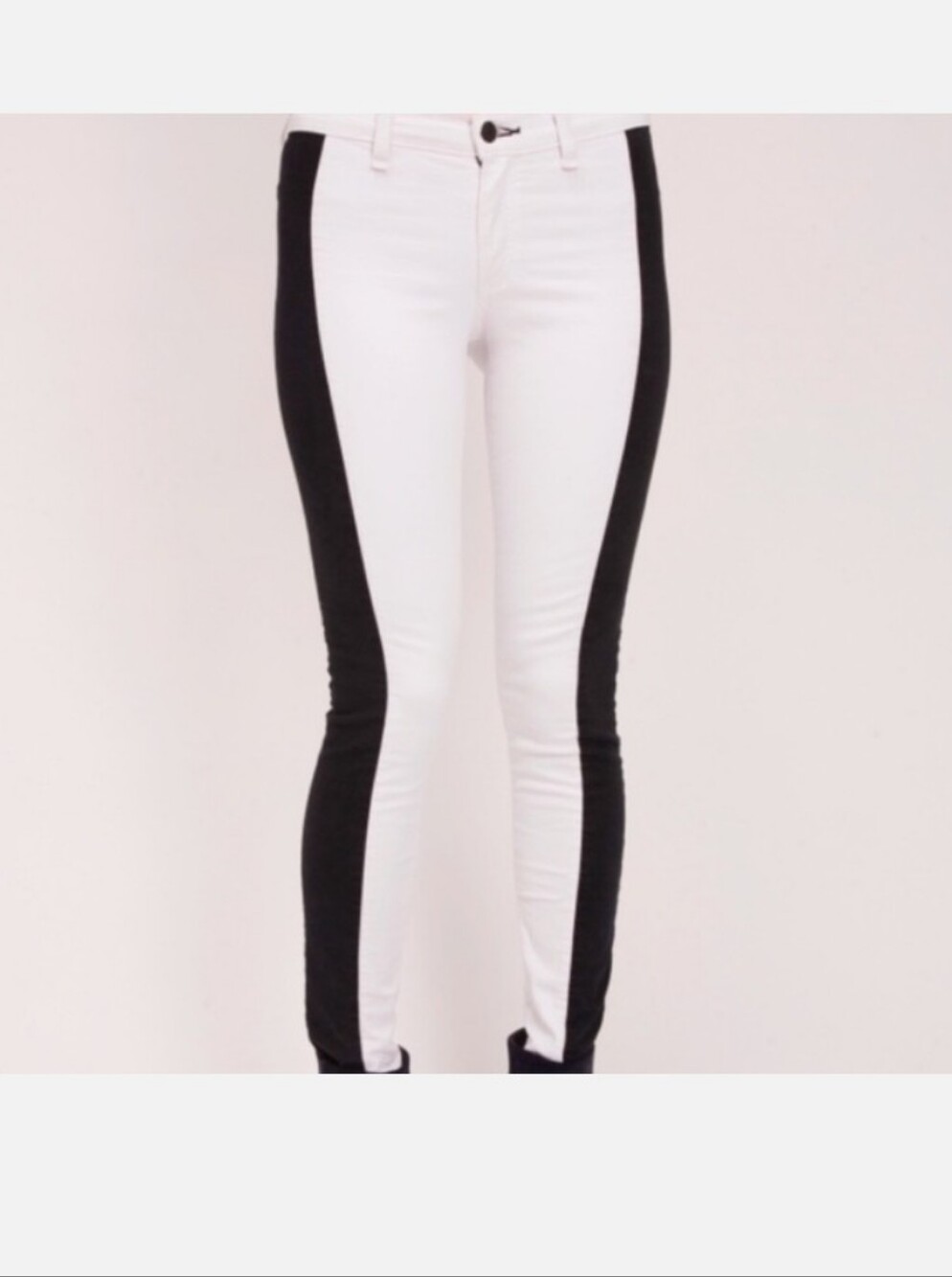 rag & bone White Skinny Jeans with Black Side Panels